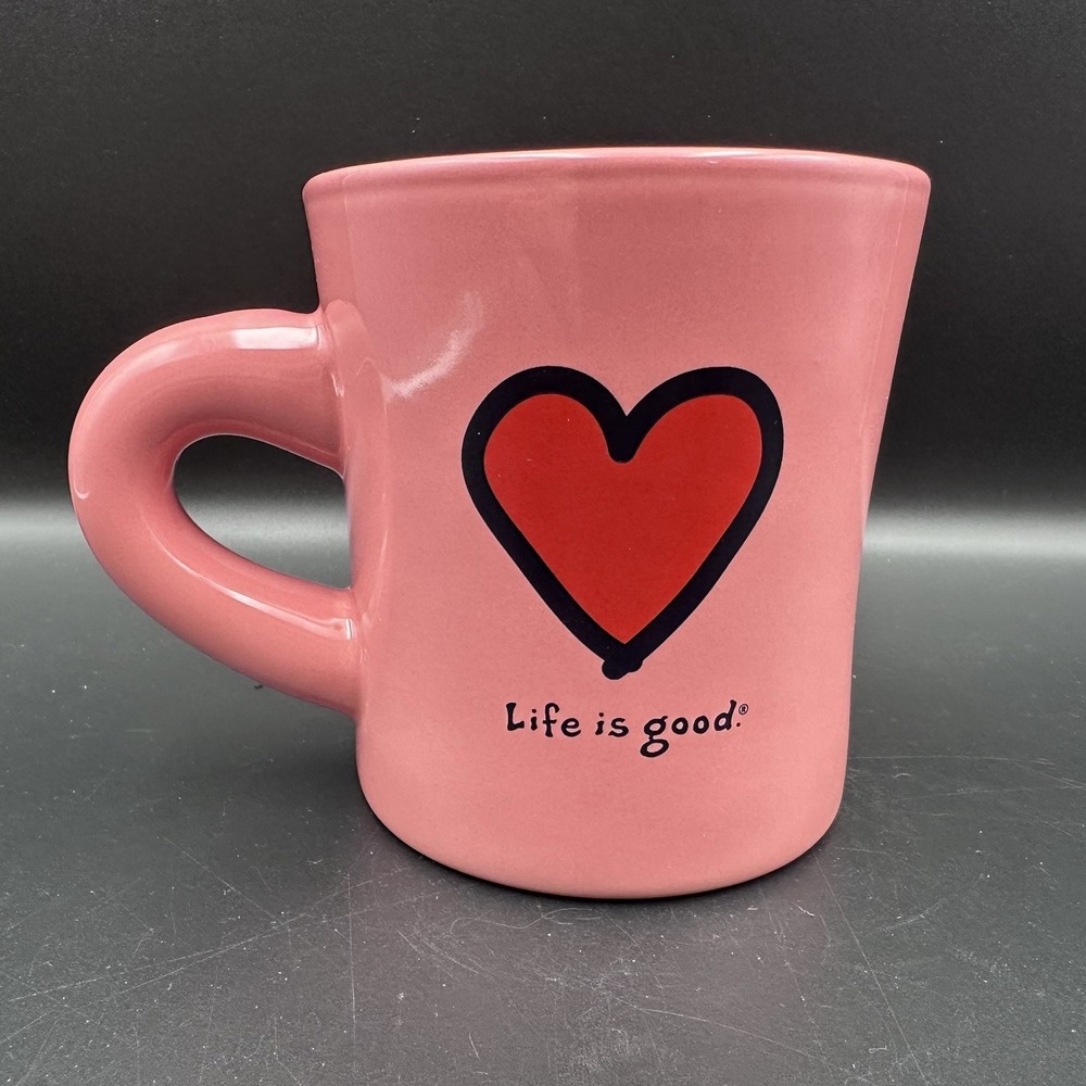 Life Is Good Coffee Mug 12oz Pink Heart "Do What You Like" Design